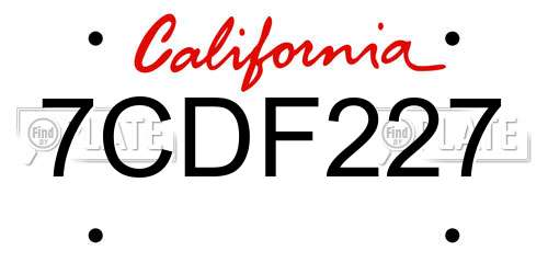 7CDF227 California License Plate