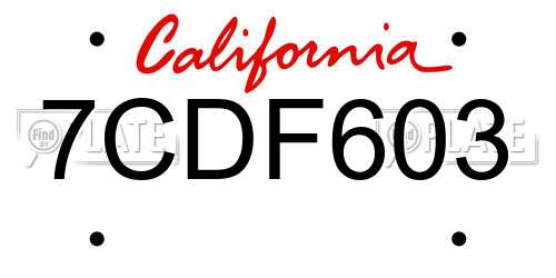 7CDF603 California License Plate