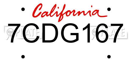 7CDG167 California License Plate