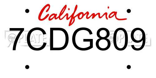 7CDG809 California License Plate