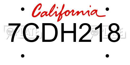7CDH218 California License Plate