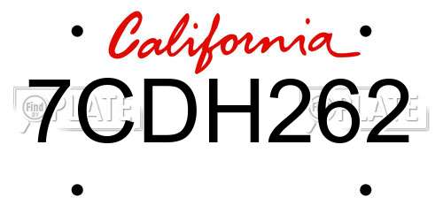 7CDH262 California License Plate