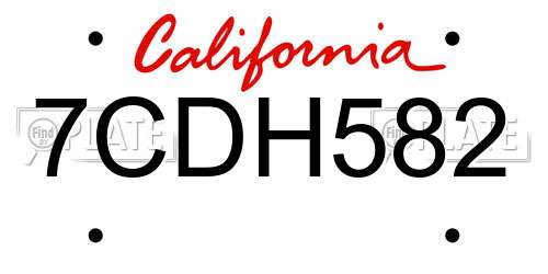 7CDH582 California License Plate