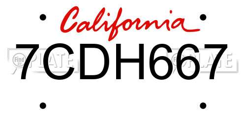 7CDH667 California License Plate
