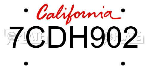 7CDH902 California License Plate