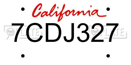 7CDJ327 California License Plate