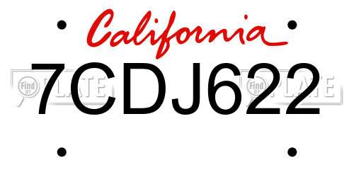 7CDJ622 California License Plate