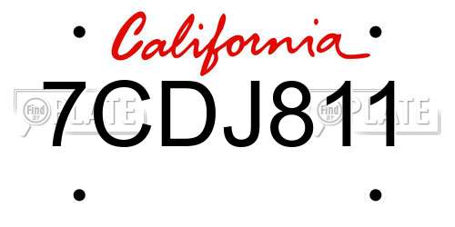 7CDJ811 California License Plate