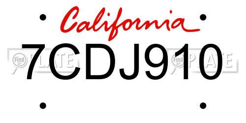 7CDJ910 California License Plate