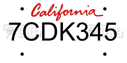 7CDK345 California License Plate