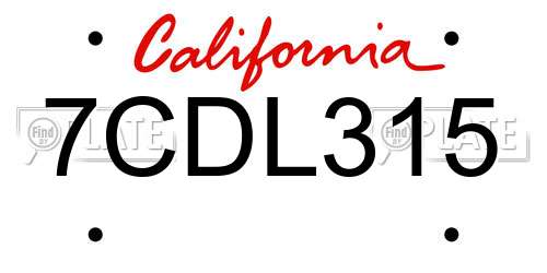7CDL315 California License Plate
