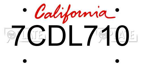 7CDL710 California License Plate