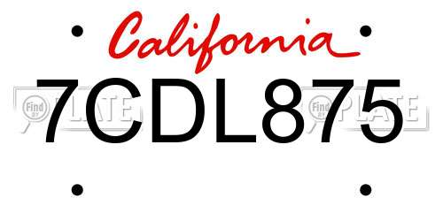7CDL875 California License Plate