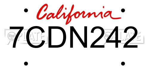 7CDN242 California License Plate