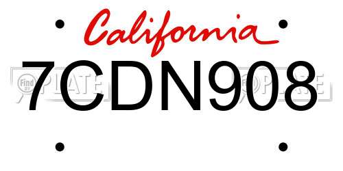 7CDN908 California License Plate