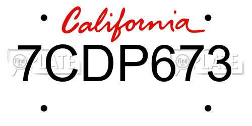 7CDP673 California License Plate