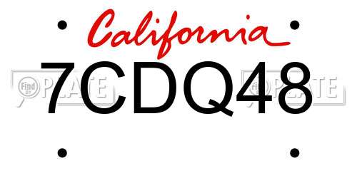 7CDQ48 California License Plate