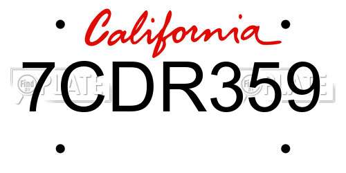 7CDR359 California License Plate