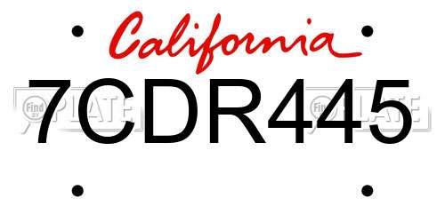7CDR445 California License Plate