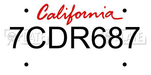 7CDR687 California License Plate