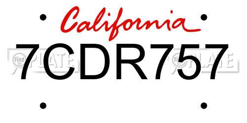 7CDR757 California License Plate