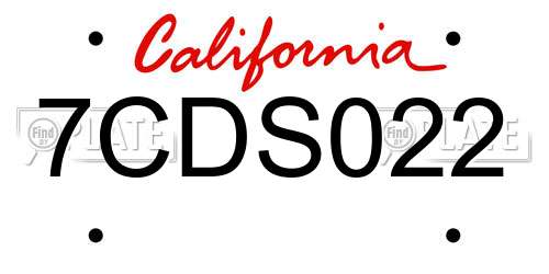 7CDS022 California License Plate