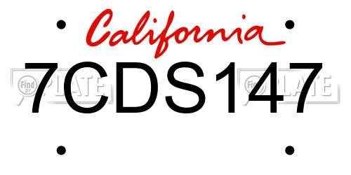 7CDS147 California License Plate