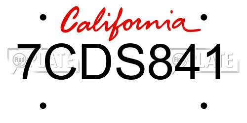 7CDS841 California License Plate