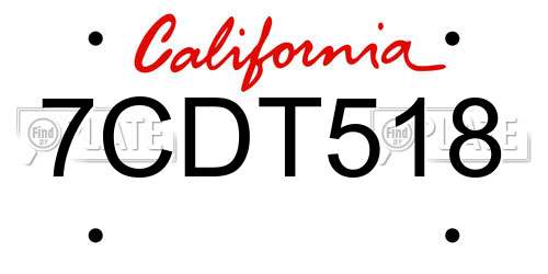 7CDT518 California License Plate