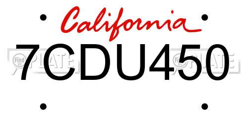 7CDU450 California License Plate