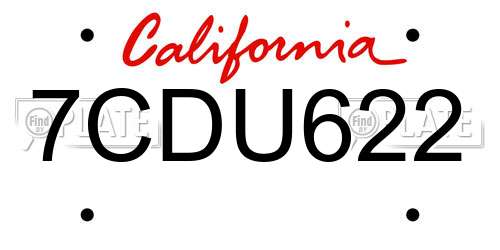 7CDU622 California License Plate