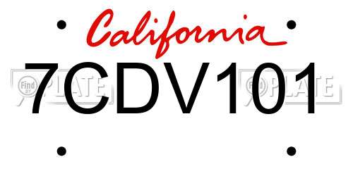 7CDV101 California License Plate
