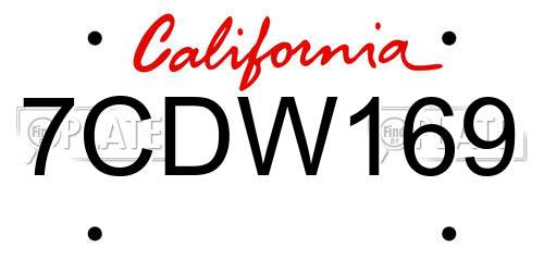 7CDW169 California License Plate