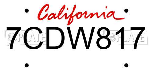 7CDW817 California License Plate