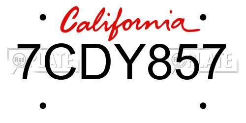 7CDY857 California License Plate