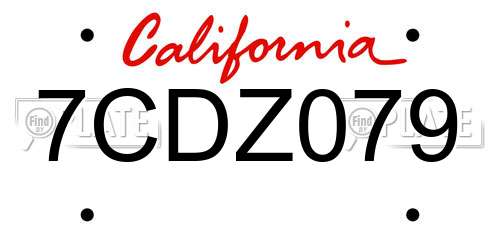 7CDZ079 California License Plate