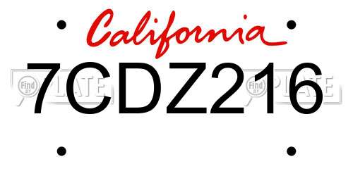 7CDZ216 California License Plate