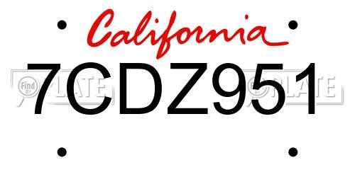7CDZ951 California License Plate