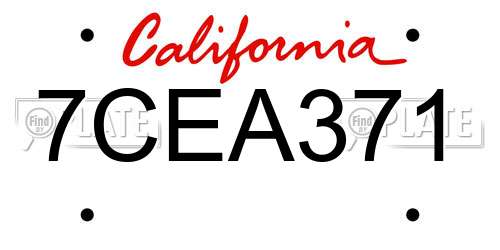 7CEA371 California License Plate