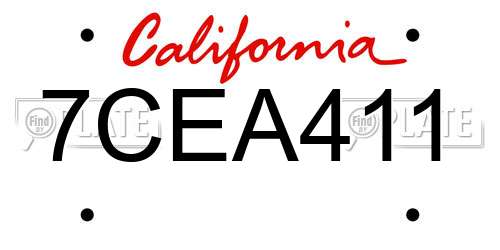 7CEA411 California License Plate