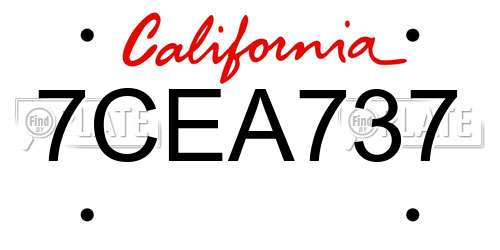 7CEA737 California License Plate