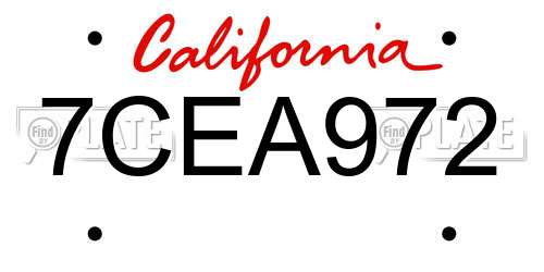 7CEA972 California License Plate