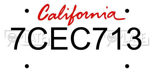7CEC713 California License Plate