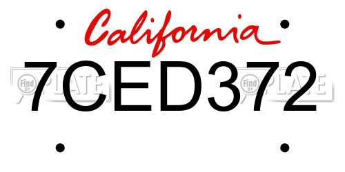 7CED372 California License Plate