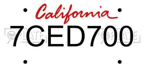7CED700 California License Plate