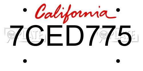 7CED775 California License Plate