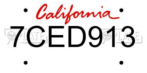 7CED913 California License Plate