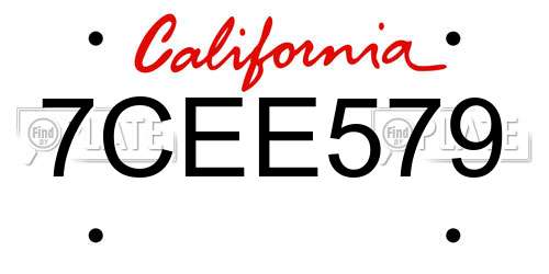7CEE579 California License Plate