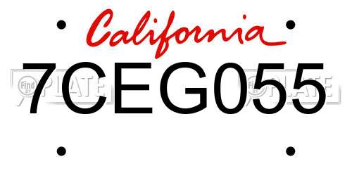7CEG055 California License Plate