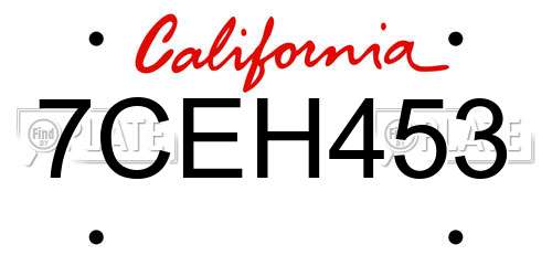 7CEH453 California License Plate